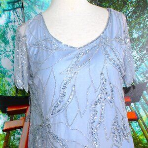 BEADED COCKTAIL DRESS, LIGHT BLUE PLUS 22W (mother of bride) NWT